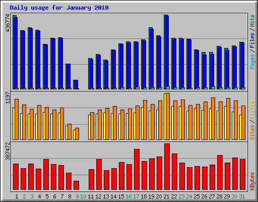 Daily usage for January 2010