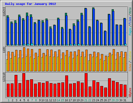 Daily usage for January 2012